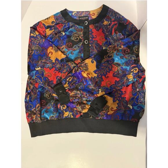 Vintage Notations Top Womens 18W Paisley Satin Blouse 90s - Picture 5 of 9